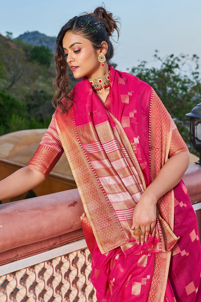 Incomparable Dark Pink Soft Silk Saree with Most Flattering Blouse Piece Bvipul