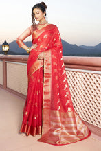 Load image into Gallery viewer, Unequalled Red Soft Silk Saree with Ideal Blouse Piece Bvipul