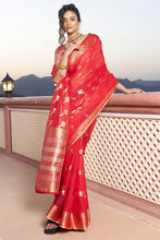 Load image into Gallery viewer, Unequalled Red Soft Silk Saree with Ideal Blouse Piece Bvipul