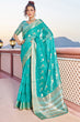 Load image into Gallery viewer, Glittering Turquoise Soft Silk Saree with Conflate Blouse Piece Bvipul