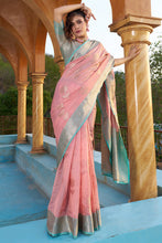 Load image into Gallery viewer, Seraglio Baby Pink Organza Silk Saree With Vestigial Blouse Piece Bvipul