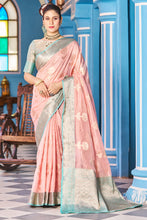 Load image into Gallery viewer, Seraglio Baby Pink Organza Silk Saree With Vestigial Blouse Piece Bvipul