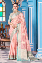 Load image into Gallery viewer, Seraglio Baby Pink Organza Silk Saree With Vestigial Blouse Piece Bvipul