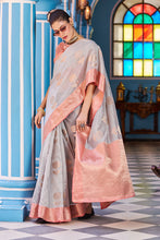 Load image into Gallery viewer, Magnetic Grey Organza Silk Saree With Confounding Blouse Piece Bvipul