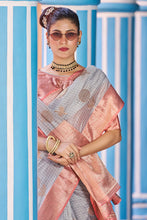 Load image into Gallery viewer, Magnetic Grey Organza Silk Saree With Confounding Blouse Piece Bvipul