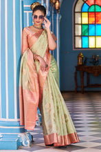 Load image into Gallery viewer, Splendiferous Pista Organza Silk Saree With Amiable Blouse Piece Bvipul