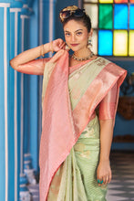 Load image into Gallery viewer, Splendiferous Pista Organza Silk Saree With Amiable Blouse Piece Bvipul