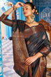Load image into Gallery viewer, Appealing Black Banarasi Silk Saree With Desiring Blouse Piece Bvipul
