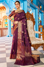 Load image into Gallery viewer, Radiant Purple Banarasi Silk Saree With Exceptional Blouse Piece Bvipul