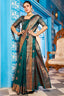 Prominent Rama Banarasi Silk Saree With Blissful Blouse Piece Bvipul