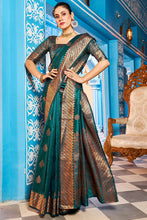 Load image into Gallery viewer, Prominent Rama Banarasi Silk Saree With Blissful Blouse Piece Bvipul