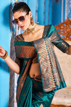 Load image into Gallery viewer, Prominent Rama Banarasi Silk Saree With Blissful Blouse Piece Bvipul