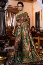 Load image into Gallery viewer, Demanding Brown Paithani Silk Saree With Impressive Blouse Piece Bvipul