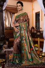 Load image into Gallery viewer, Demanding Brown Paithani Silk Saree With Impressive Blouse Piece Bvipul