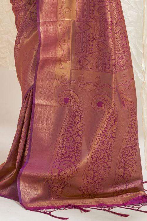 Marvellous Purple Kanjivaram Silk Saree With Engaging Blouse Piece Bvipul