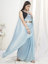 Load image into Gallery viewer, Baby Blue Pre-Stitched Blended Silk Saree ClothsVilla