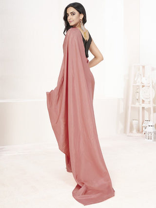 Baby Pink Ready to Wear One Minute Lycra Saree ClothsVilla