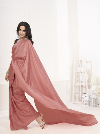 Baby Pink Ready to Wear One Minute Lycra Saree ClothsVilla