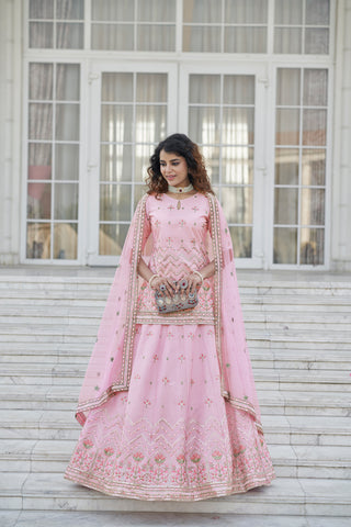 Baby Pink Color Gota Patti Work Designer Lehenga Suit Clothsvilla