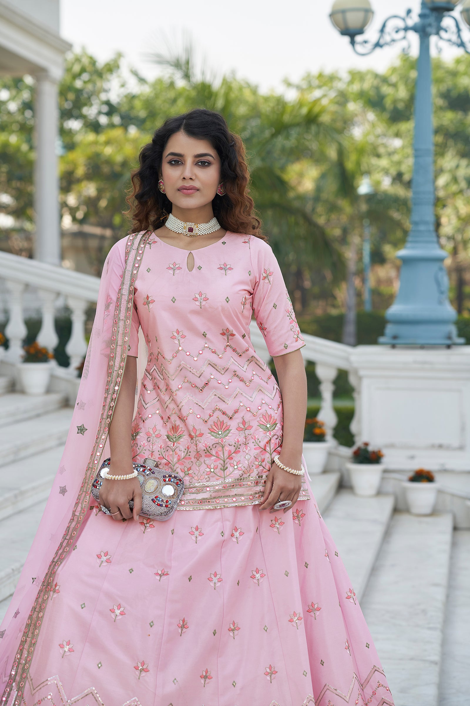 Baby Pink Color Gota Patti Work Designer Lehenga Suit Clothsvilla