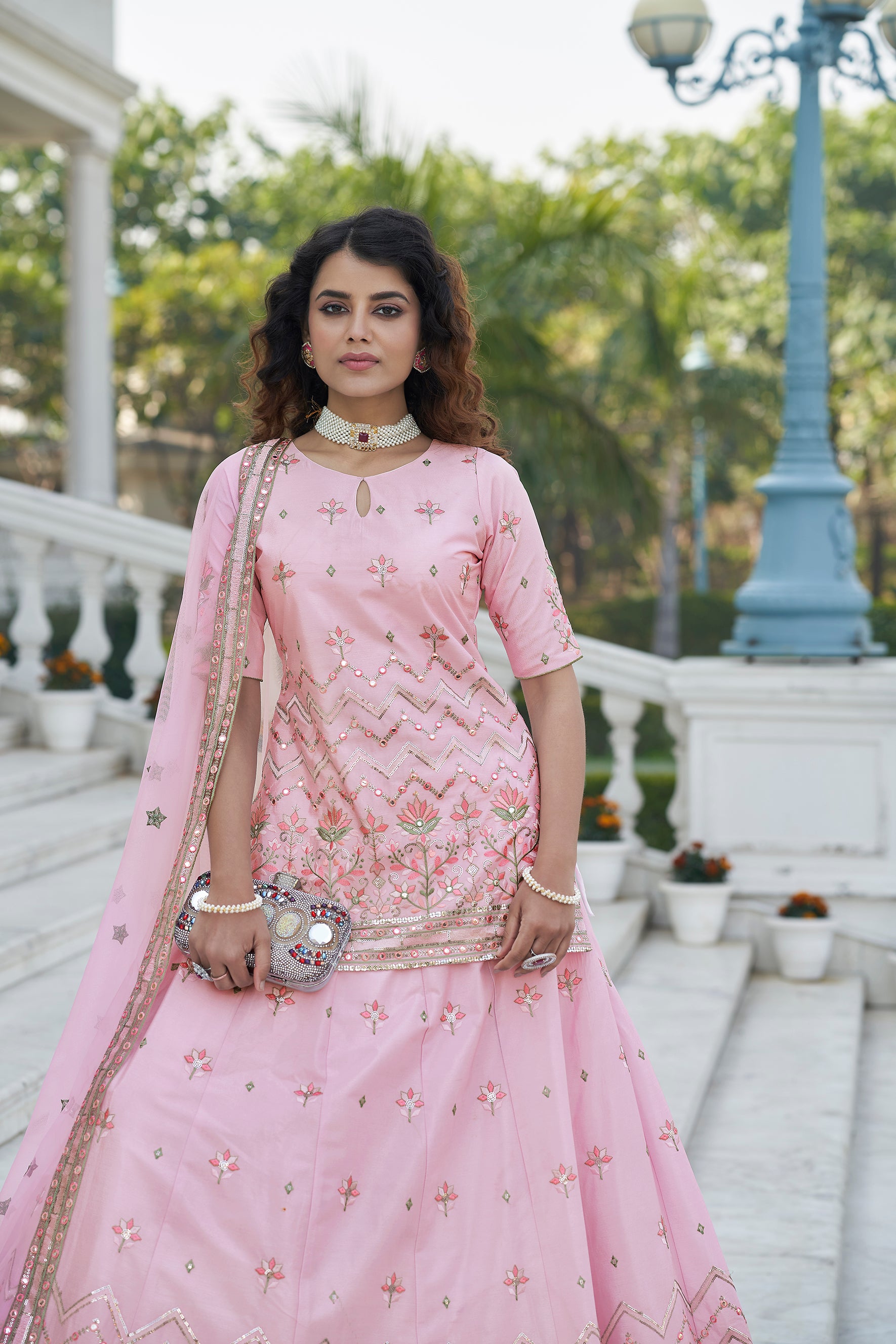 Baby Pink Color Gota Patti Work Designer Lehenga Suit Clothsvilla