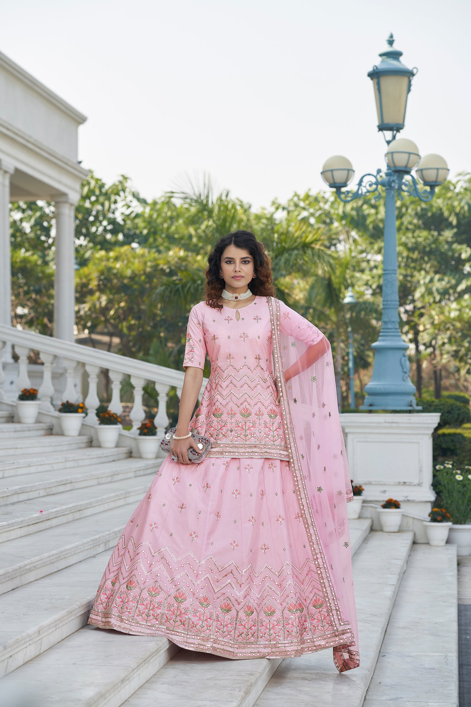 Baby Pink Color Gota Patti Work Designer Lehenga Suit Clothsvilla