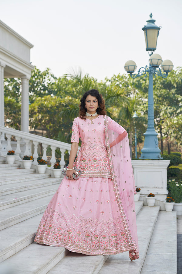 Baby Pink Color Gota Patti Work Designer Lehenga Suit Clothsvilla