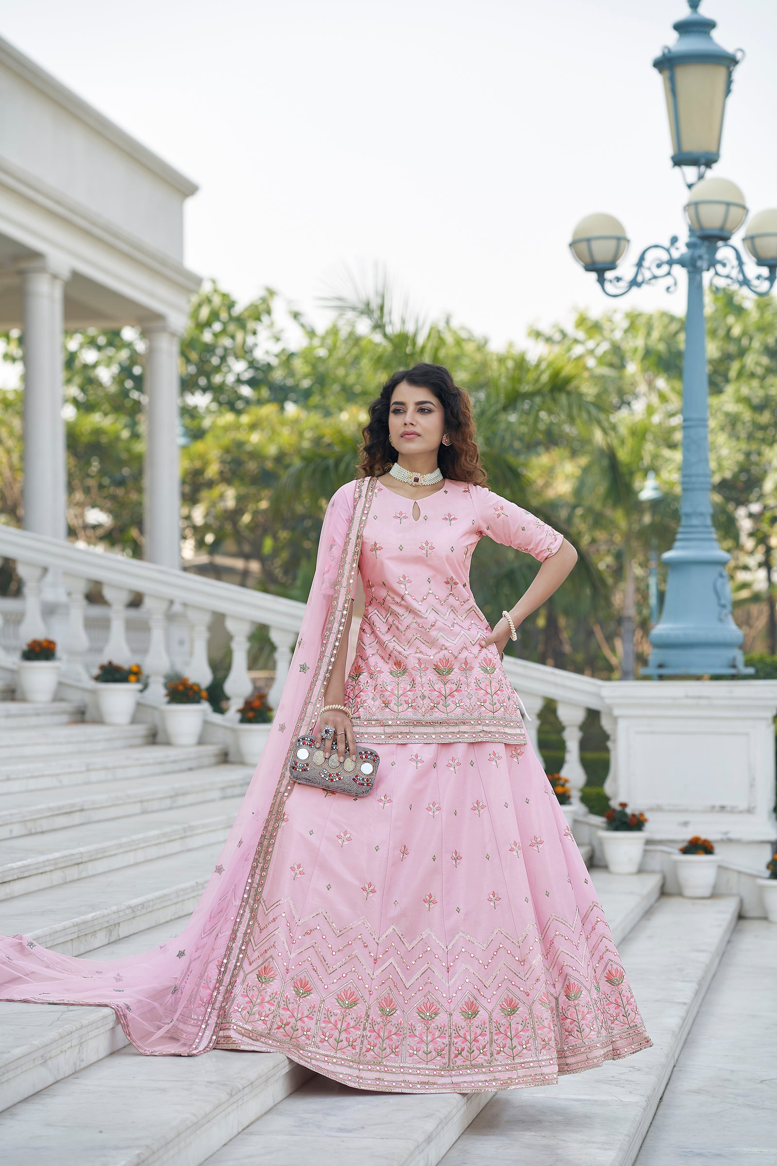 Baby Pink Color Gota Patti Work Designer Lehenga Suit Clothsvilla