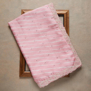 Baby Pink Saree in Satin Georgette With Sequence Work Clothsvilla