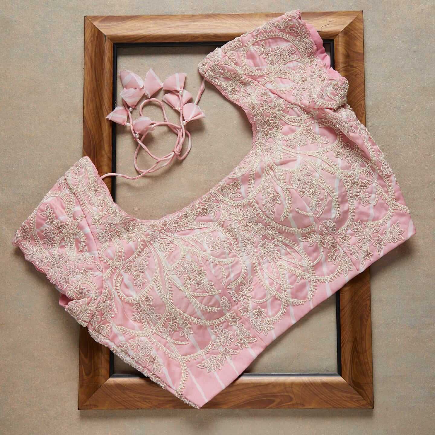 Baby Pink Saree in Satin Georgette With Sequence Work Clothsvilla