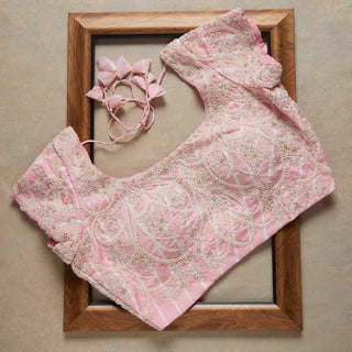 Baby Pink Saree in Satin Georgette With Sequence Work Clothsvilla