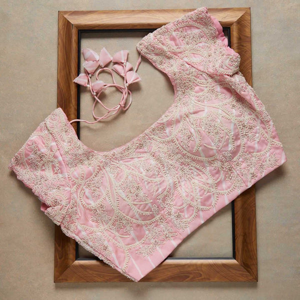 Baby Pink Saree in Satin Georgette With Sequence Work Clothsvilla