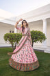 Load image into Gallery viewer, Baby Pink Thread With Sequins Embroidered Silk Semi Stitched Wedding Lehenga ClothsVilla