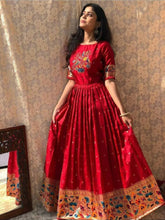 Load image into Gallery viewer, Red Color Banarasi Silk Pethani Gown Clothsvilla