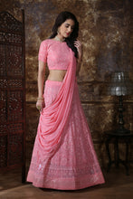 Load image into Gallery viewer, Beautiful Dusty Pink Georgette Thread and Sequence Embroidered Lehenga Choli ClothsVilla