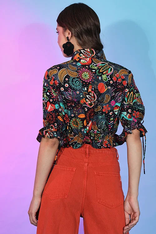Beautiful Multi Color Crepe Self Design Collar Pattern Top For Womens ClothsVilla.com