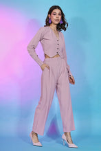 Load image into Gallery viewer, Beautiful Pink Fancy Fabric Self Design Co-Ord Set Collection ClothsVilla