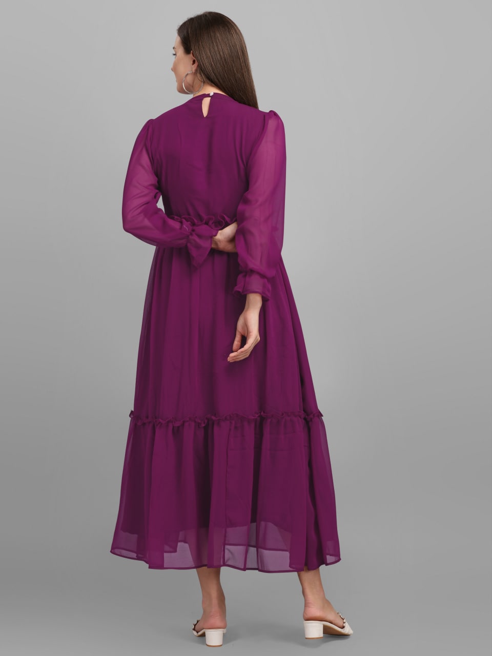 Beautiful Purple Color Dreamy Flowy Dress Clothsvilla