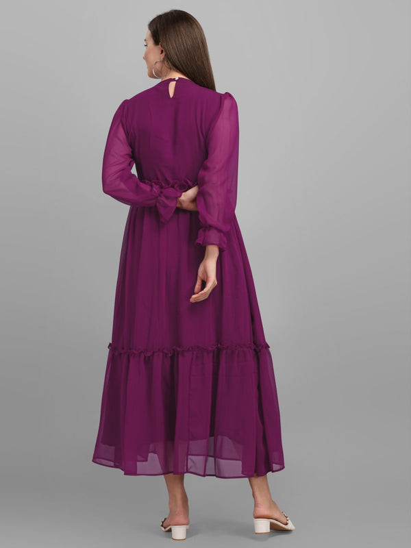 Beautiful Purple Color Dreamy Flowy Dress Clothsvilla