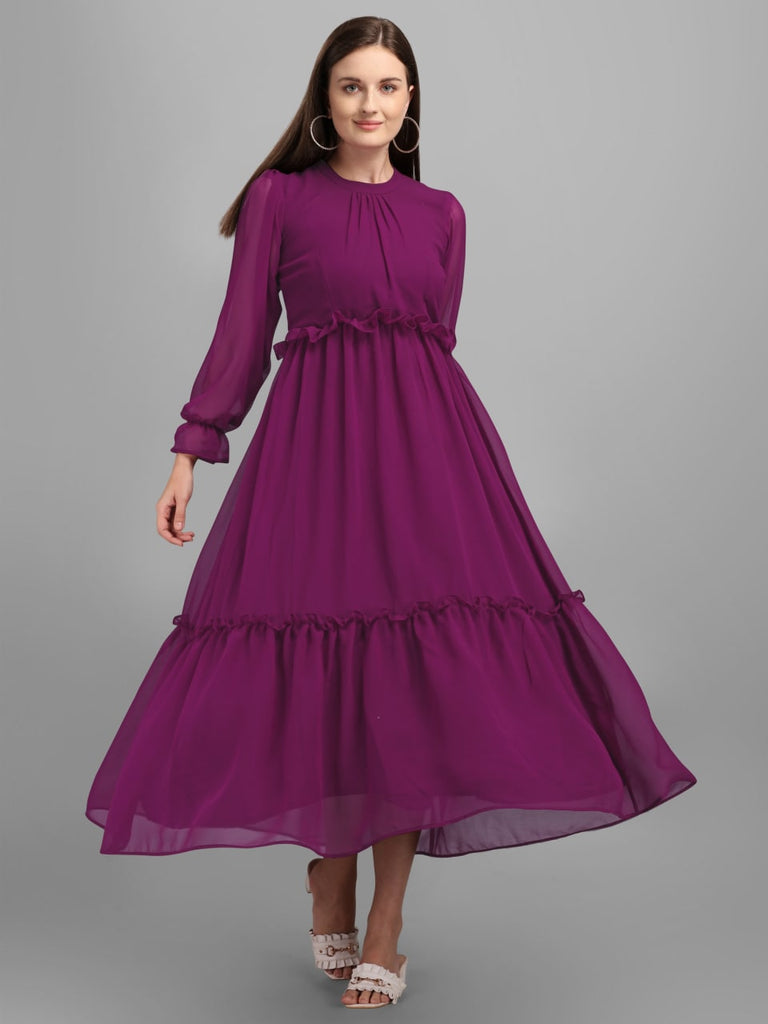 Beautiful Purple Color Dreamy Flowy Dress Clothsvilla