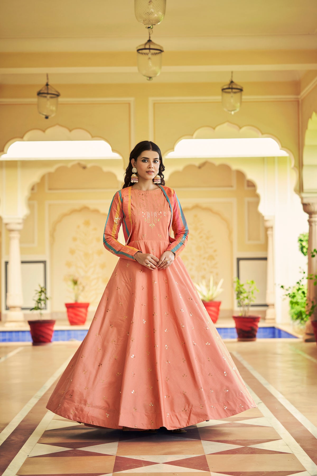 Beautiful Sequence Work Peach Color Gown With Koti Clothsvilla Main image