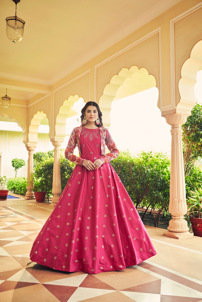 Rani Digital Print Wedding Readymade Gown