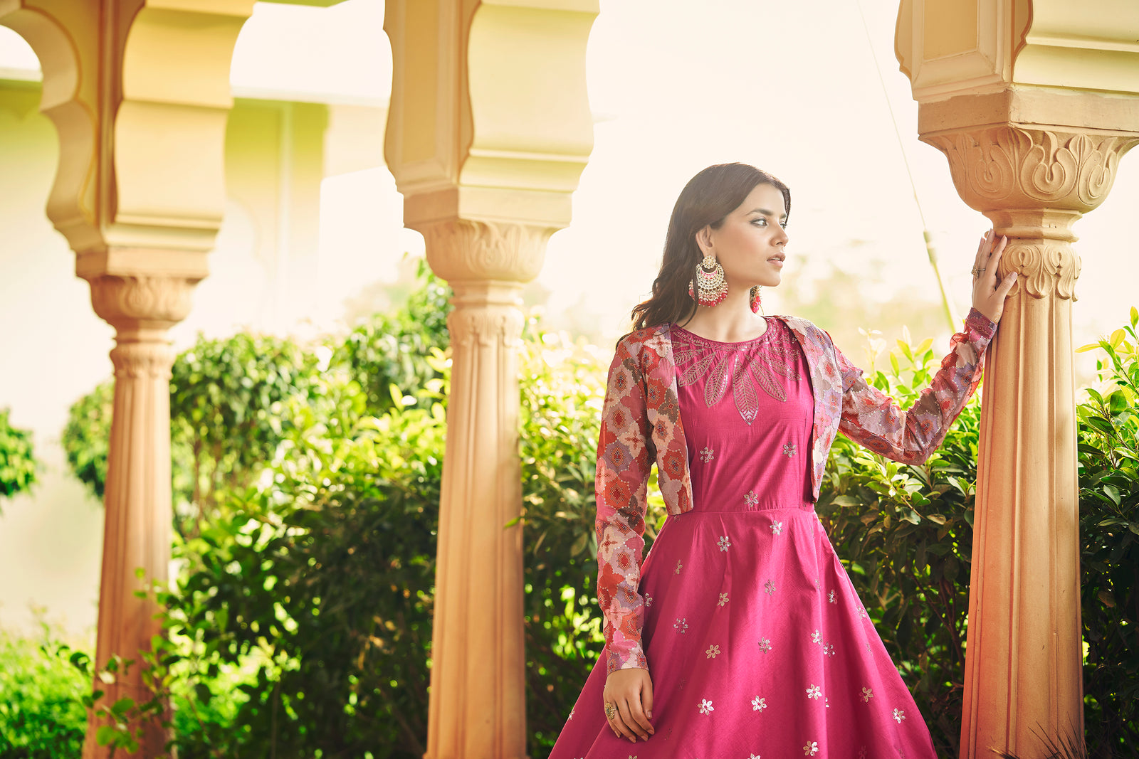 Beautiful Sequence Work Rani With Multicolor Gown With Koti Clothsvilla