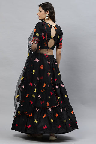 Beautiful Cotton Multi Embroidered Work Lehenga Choli ClothsVilla.com