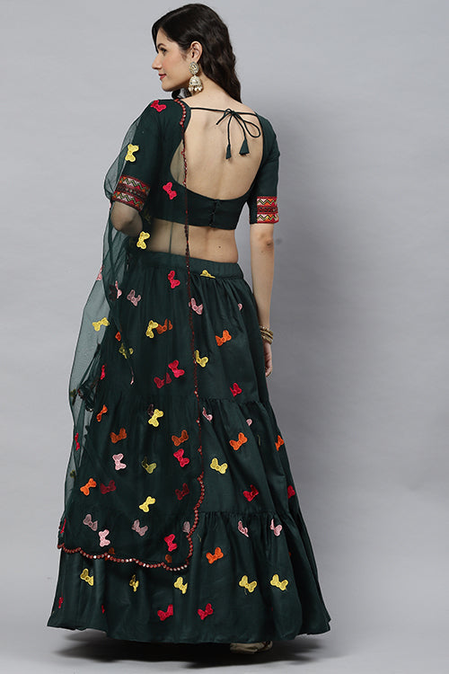 Beautiful Cotton Multi Embroidered Work Lehenga Choli ClothsVilla.com