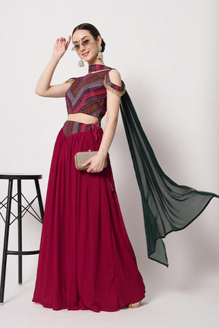 Beautiful Deep Pink Crush Pattern Lehenga Choli ClothsVilla.com