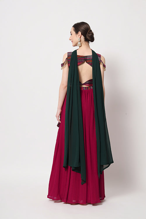 Beautiful Deep Pink Crush Pattern Lehenga Choli ClothsVilla.com