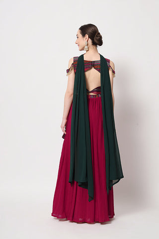 Beautiful Deep Pink Crush Pattern Lehenga Choli ClothsVilla.com