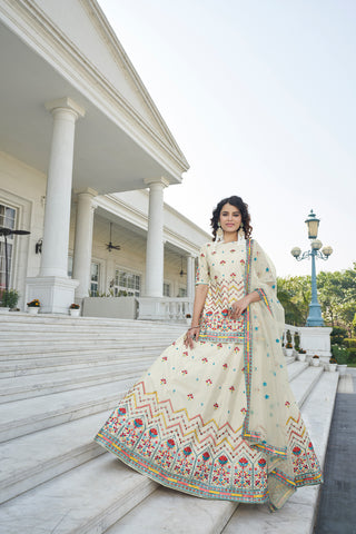 Beige Color Gota Patti Work Designer Lehenga Suit Clothsvilla