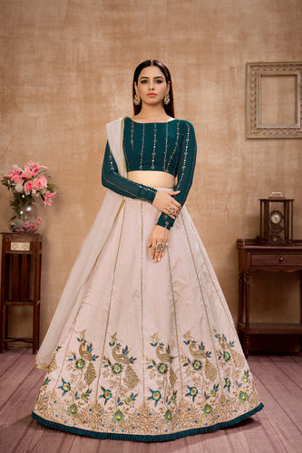 Beige Embroidered Art Silk Wedding Wear Lehenga Choli ClothsVilla
